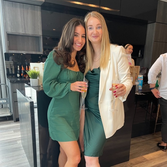 Aritzia Sunday Best Delilah Long Sleeve Dress Dark Ivy Green - Picture 2 of 4